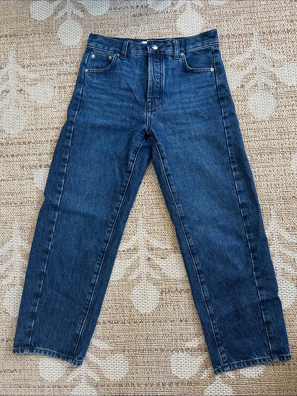 Madewell Dark Washed Pierced Barrel Leg Pant